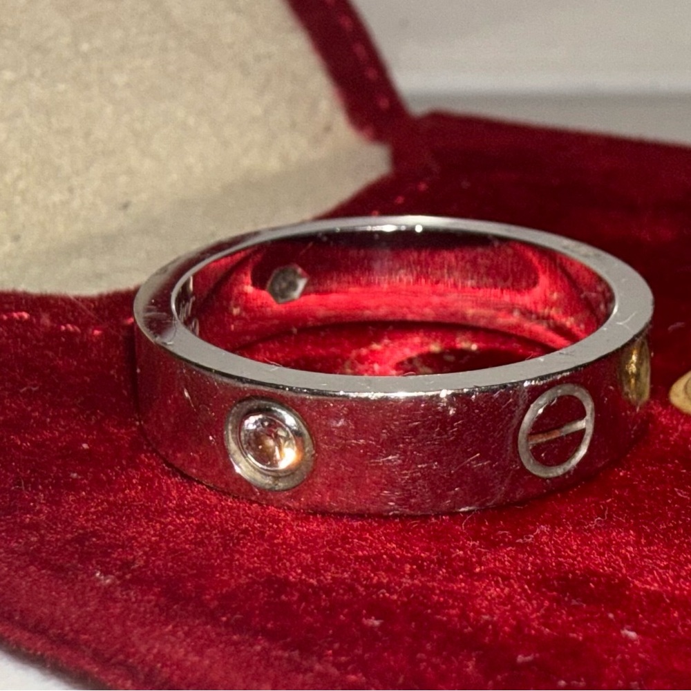 18k white gold Cartier love ring with 3 diamonds
